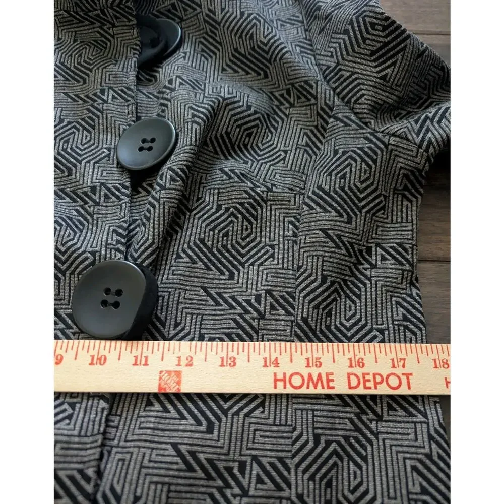 JOSEPH RIBKOFF Stand Up Collar Combo Sleeve Art To Wear Jacket 12 Big Buttons